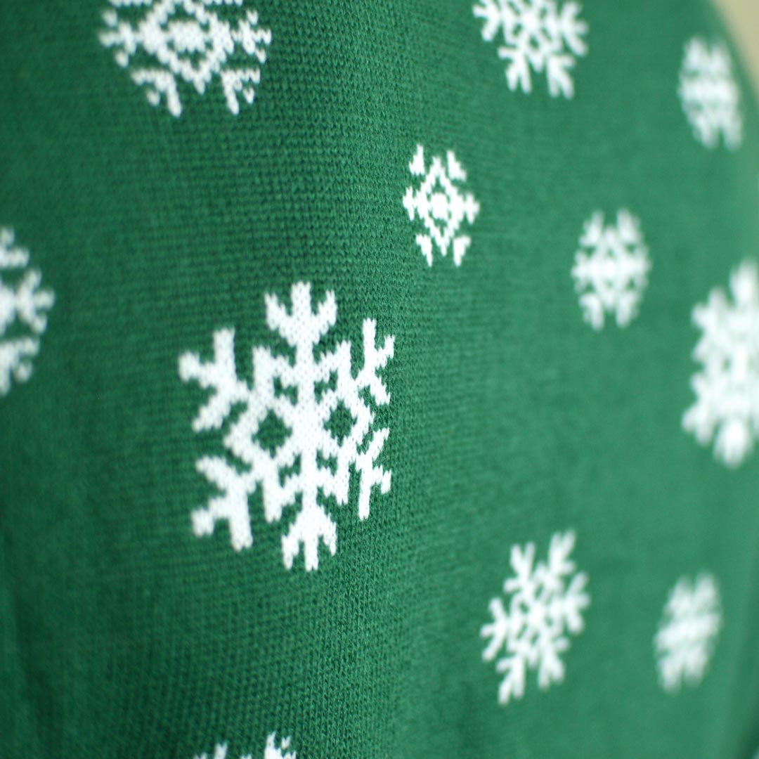 detail Green Couple's Christmas Jumper Holly Jolly with Sequins