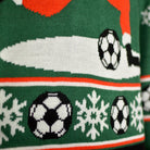 Green Couple's Christmas Jumper with Santa playing Football detail