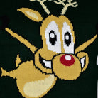 detail Green Couple's Christmas Jumper with skating Reindeer