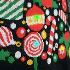 Christmas Tree LED light-up Men's Black Christmas Jumper Detail