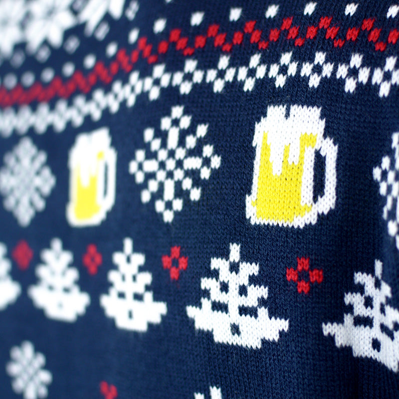 Men's Christmas Jumper with Beer Pocket 3D detail