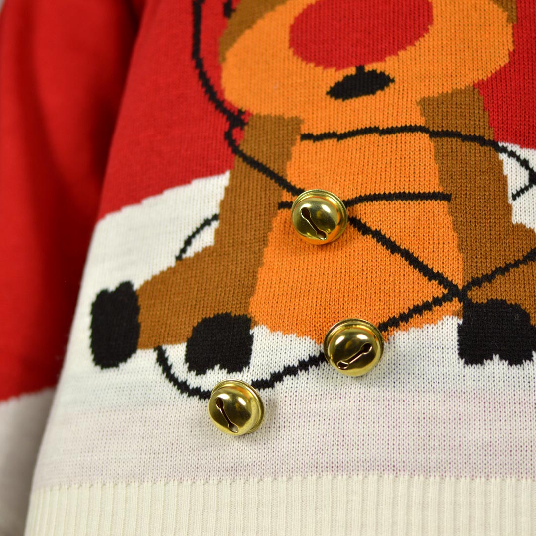 Red 3D Women's Jingle Detail Bells Suck Christmas Jumper