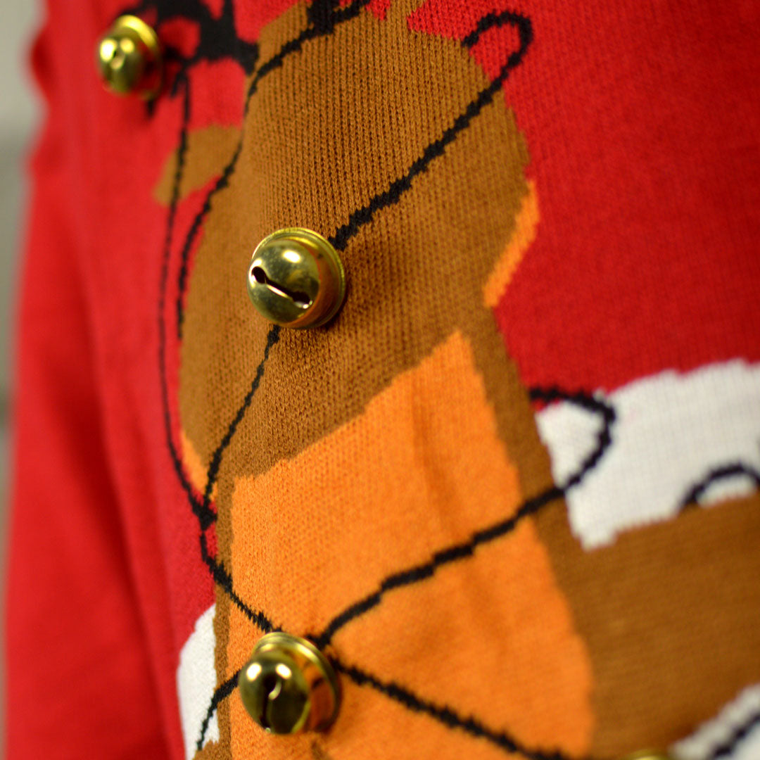 Red 3D Men's Jingle Bells Suck detail Christmas Jumper