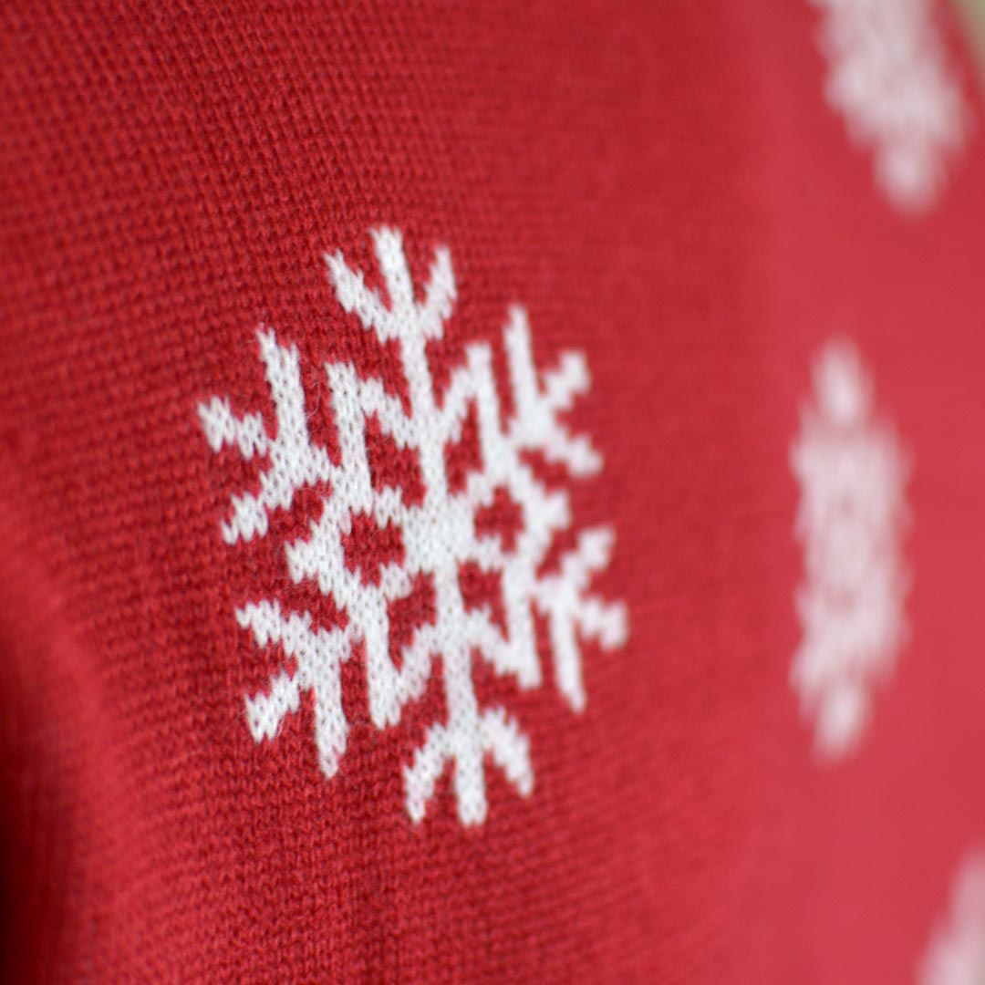 Red Couple's Christmas Jumper with Rudolph the Reindeer detail