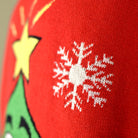 detail Red Couple's Christmas Jumper with Smiling Christmas Tree