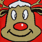 Red Couple's Christmas Jumper with Smiling Reindeer detail