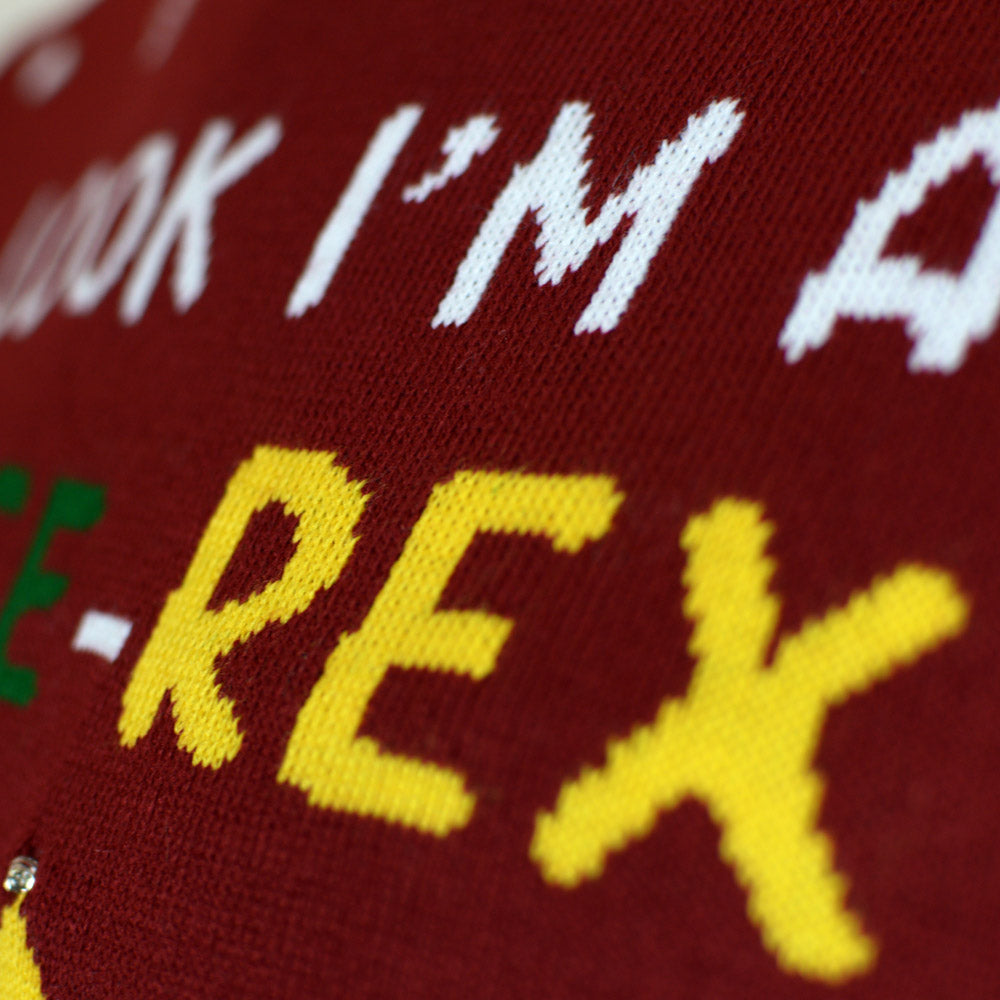 Tree-Rex LED light-up Men's Christmas Jumper detail