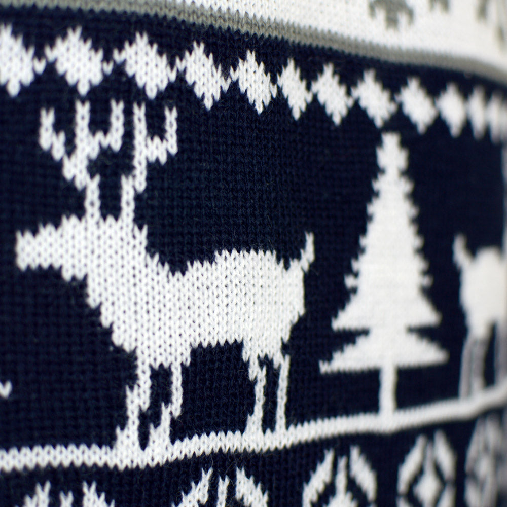 Family Christmas Jumper Strips Reindeers and Trees 