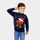 Childrens Gingerbread Family Blue Christmas Jumper