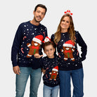 Gingerbread Family Blue Christmas Jumper