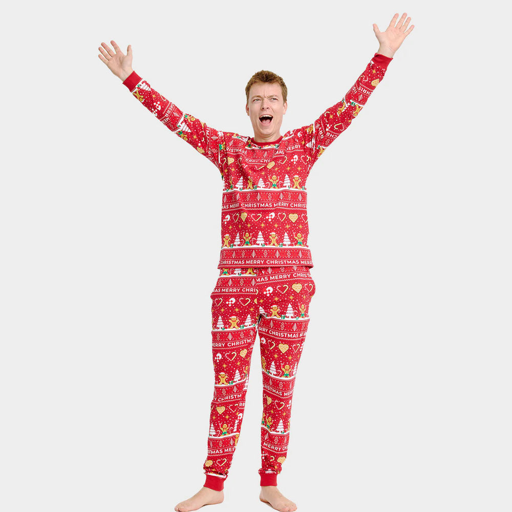Red Christmas Pyjama for Men Gingercookies
