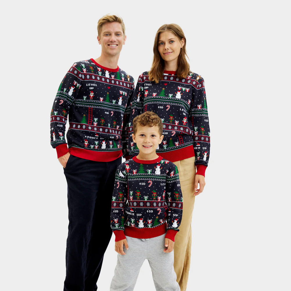 Boys and Girls Christmas Jumper Vintage Gaming Family

