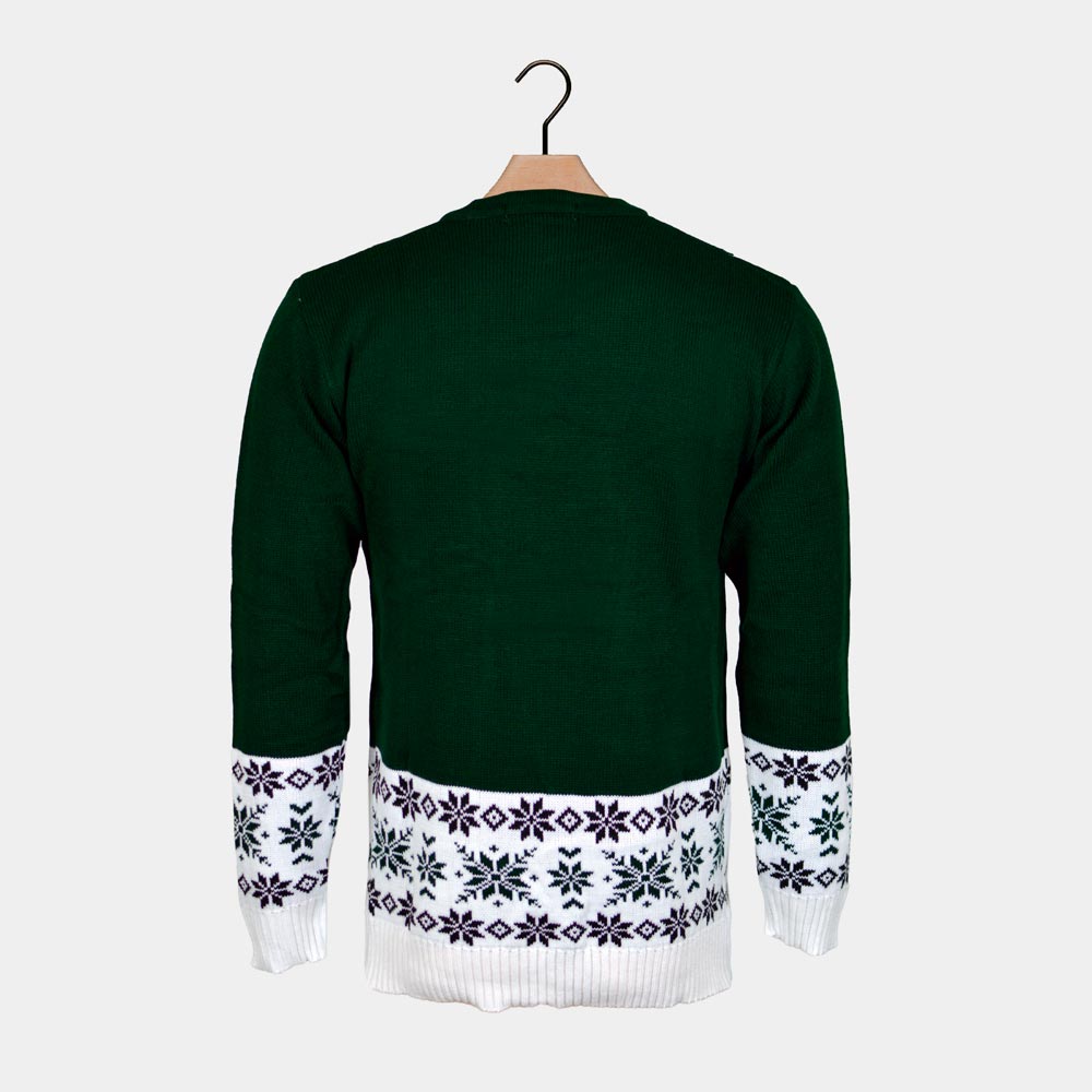 Green Men's Christmas Jumper skating Reindeer