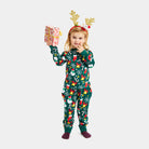 Green Christmas Pyjama for Children with Christmas motifs