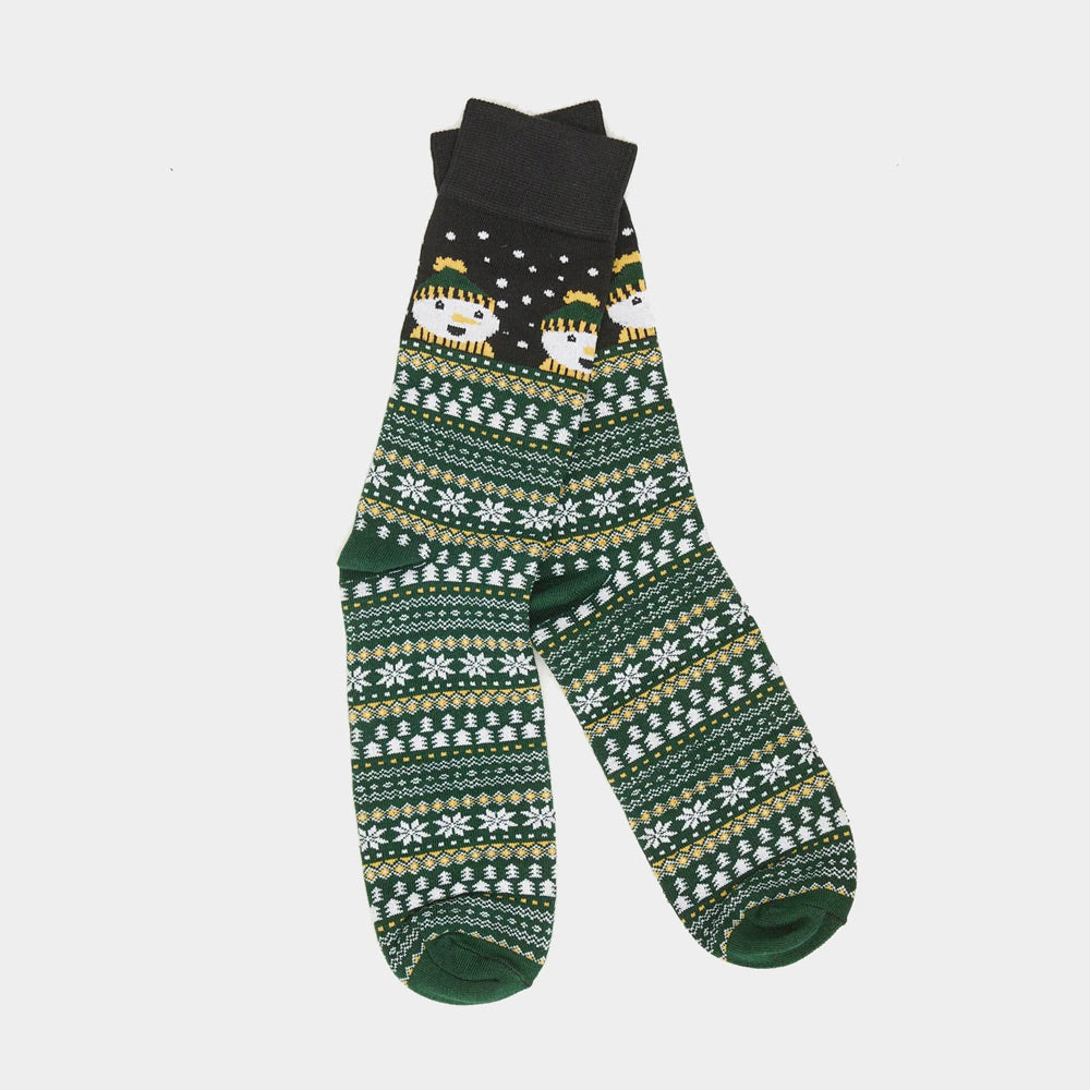 Green Unisex Christmas Socks avec Snowmen