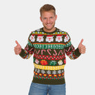 Green Couple's Christmas Jumper with Santa and Gifts mens