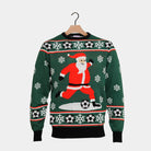 Green Couple's Christmas Jumper with Santa playing Football