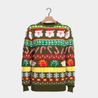 Family Green Christmas Jumper with Santa and Gifts