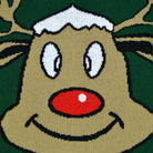 detail Green Men's Christmas Jumper with Smiling Reindeer