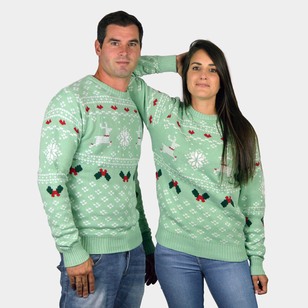 Green Sweet Couple's Christmas Jumper