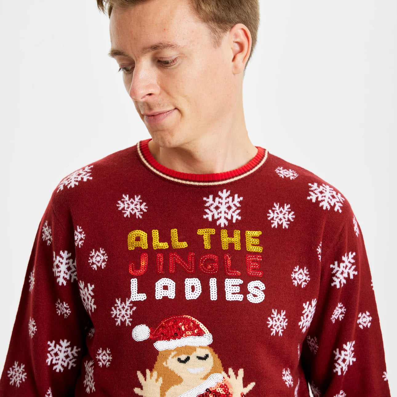 Jingle Ladies Christmas Jumper Mens Sequins

