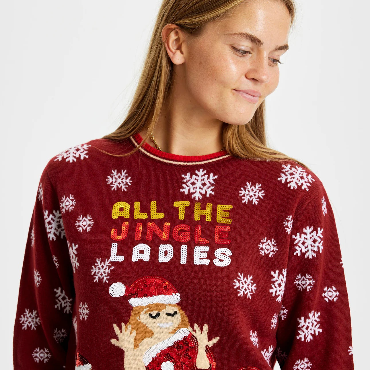Jingle Ladies Christmas Jumper Womens Sequins

