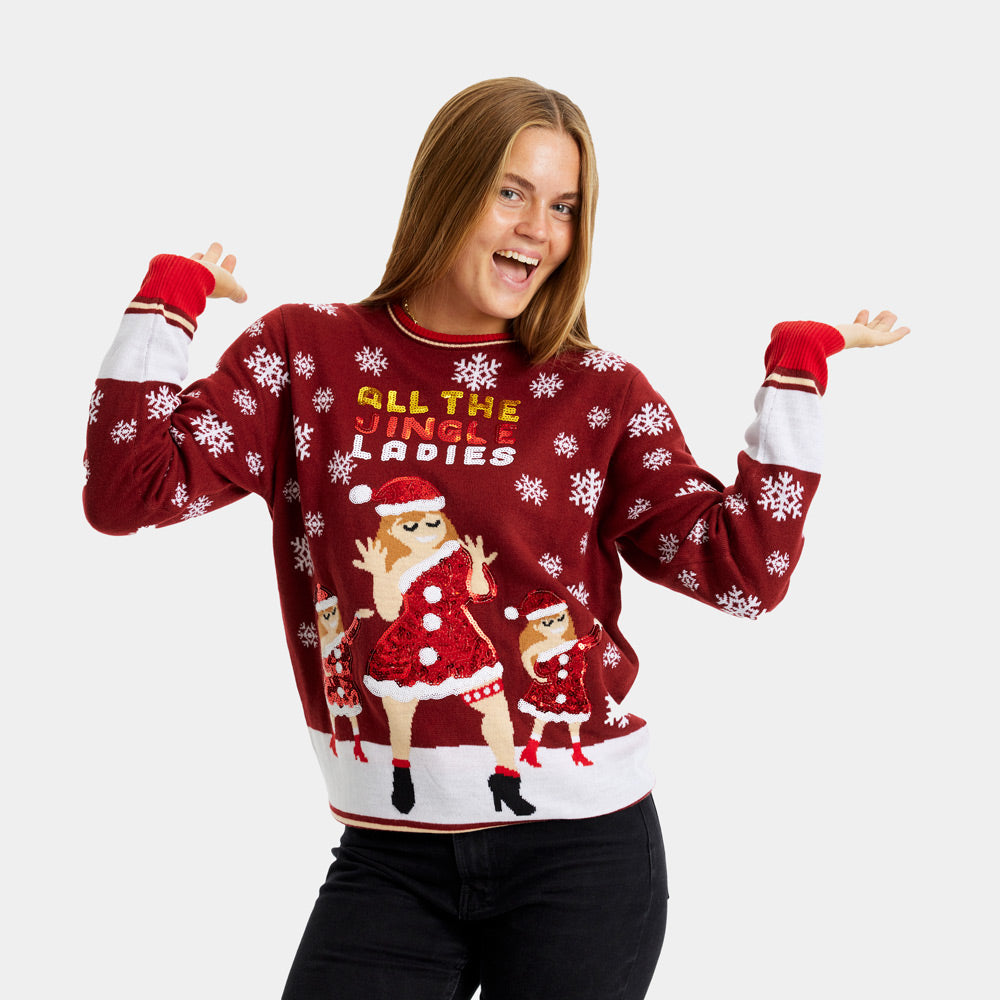 Christmas Jumper Wine Jumper Womens Sequined Snow Day Plus Size