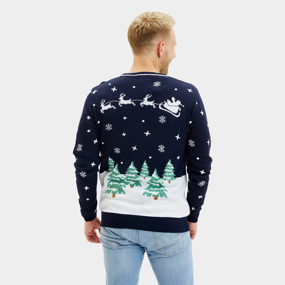 LED light-up Blue Christmas Jumper Mens Merry Christmas