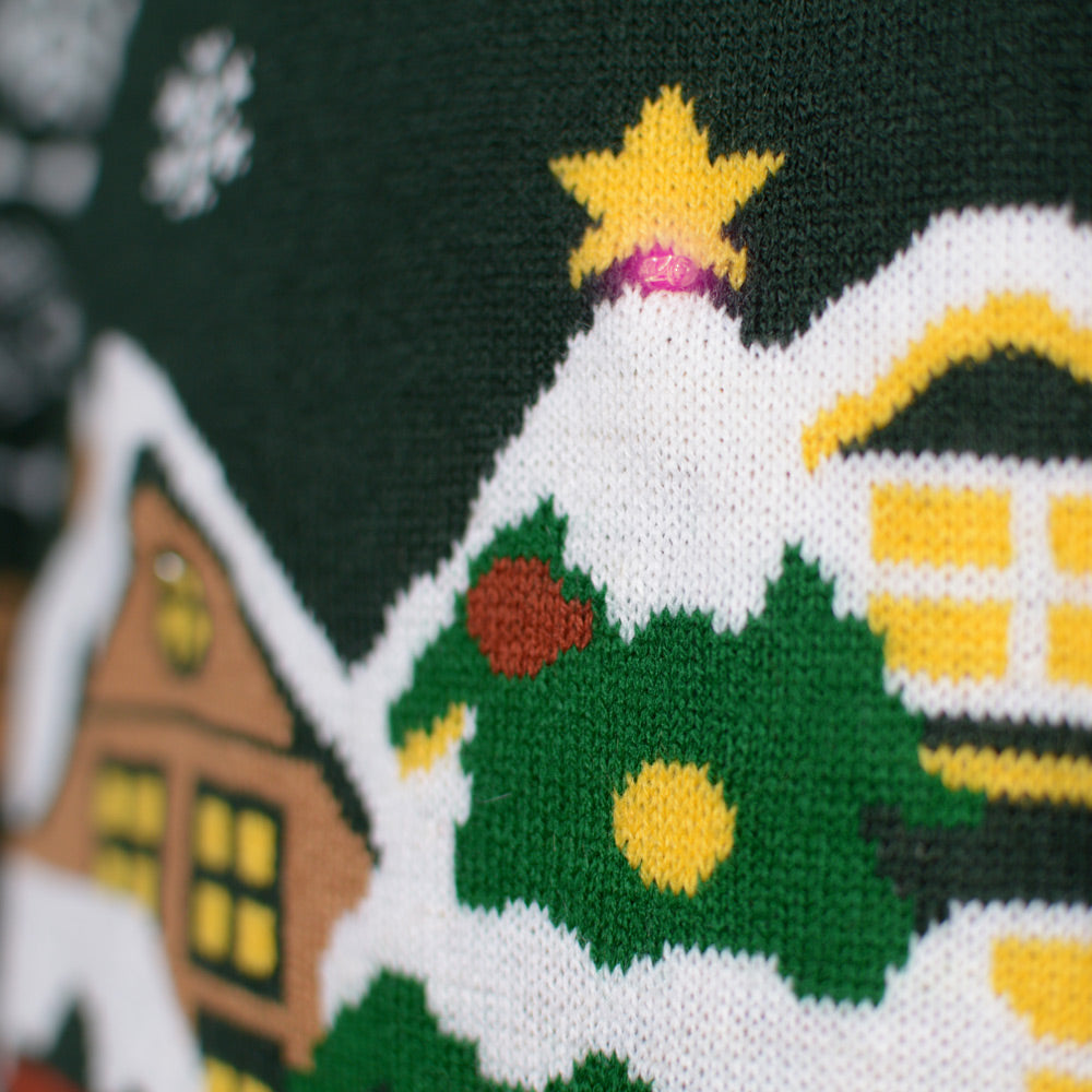Santa is Coming to Town LED light-up Mens Christmas Jumper 
