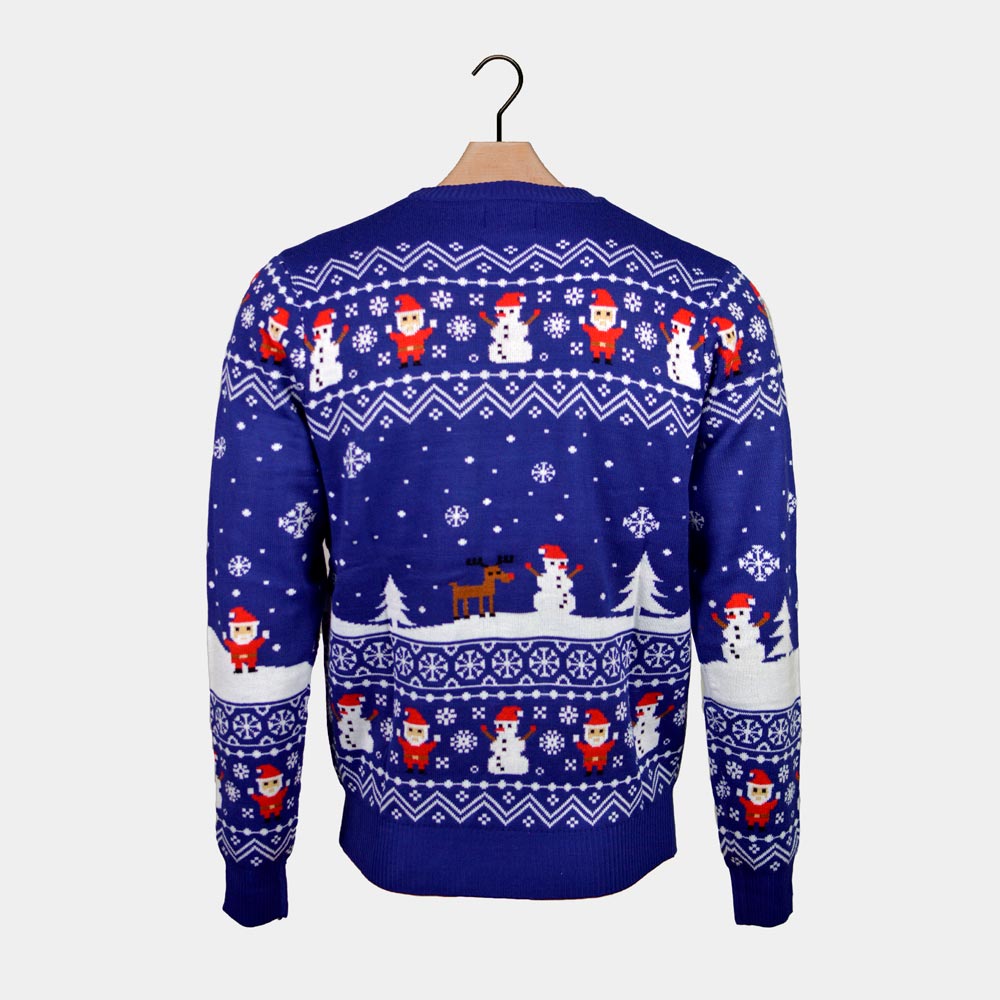 Christmas Jumper Let it Snow Blue Men's 