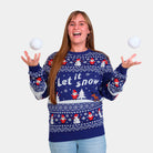 Let it Snow Blue Couple's Christmas Jumper womens