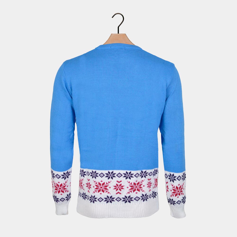 Reindeer and Snow Light Blue Couple's Christmas Jumper 