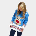 Light Blue Couple's Christmas Jumper with Reindeer and Snow womens