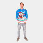 Light Blue Men's Christmas Jumper Santa Rudolph