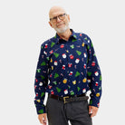 Men's Blue Christmas Shirt with Christmas patterns