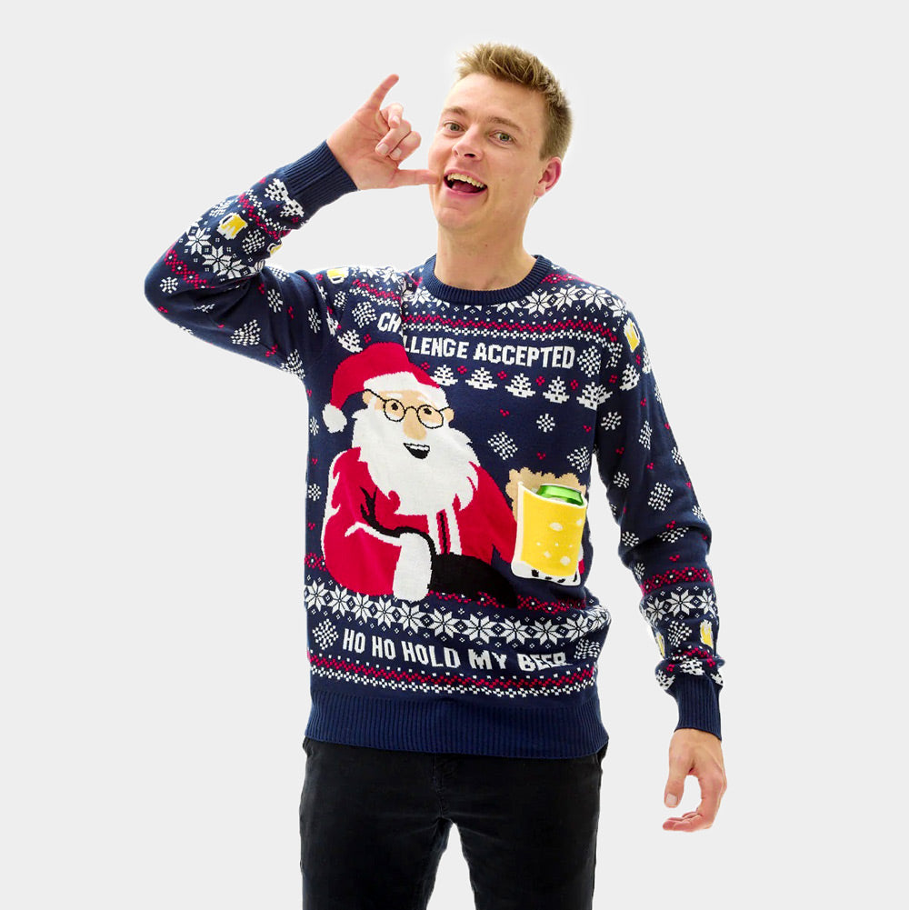 Men's Christmas Jumper with Beer Pocket 3D