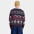 Mens Cardigan Christmas Jumper with Polar Stars Blue 
