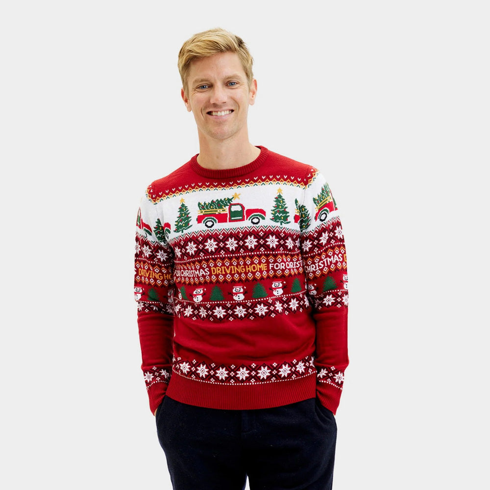 Mens Christmas Jumper Driving Home
