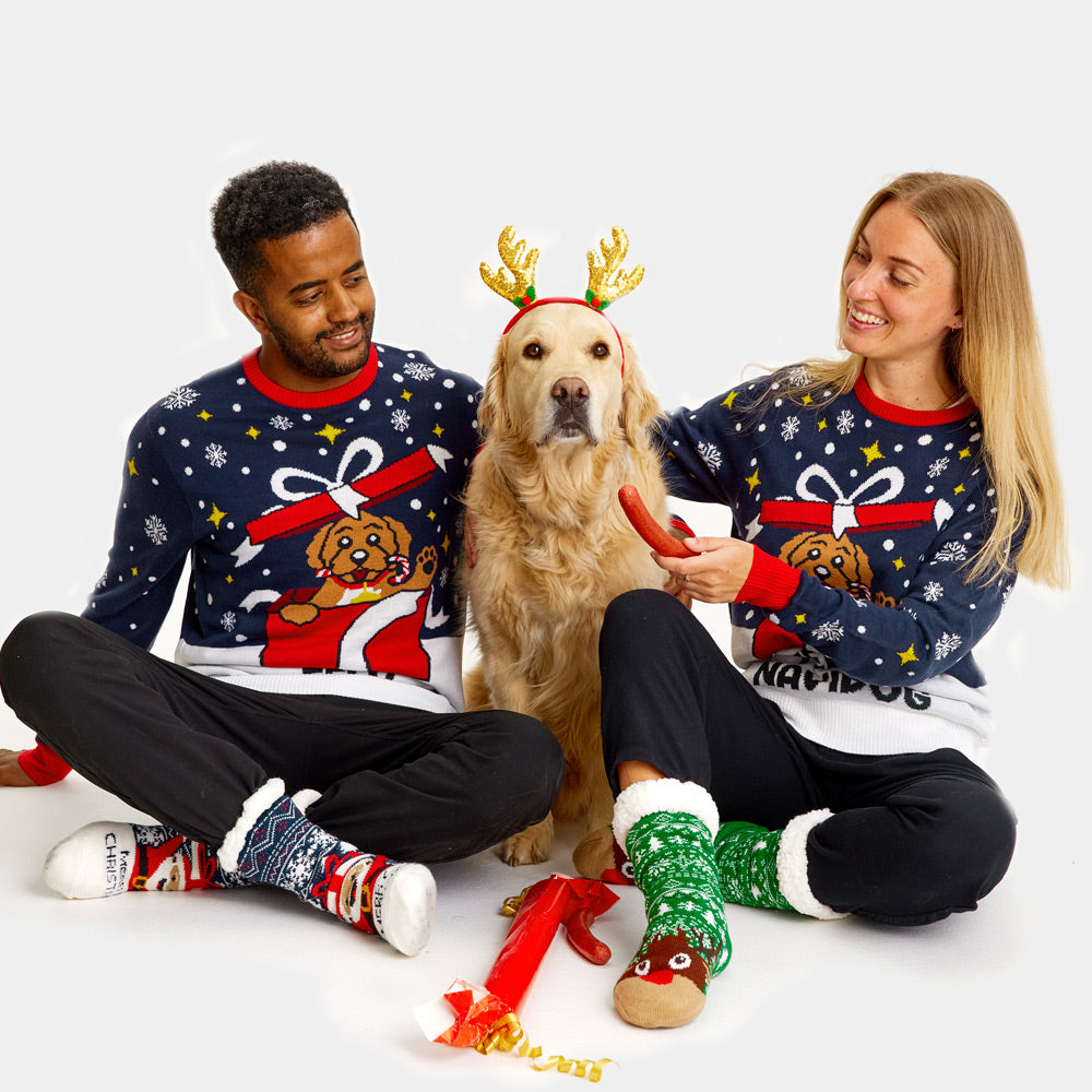 Men's Christmas Jumper Feliz Navidog womens