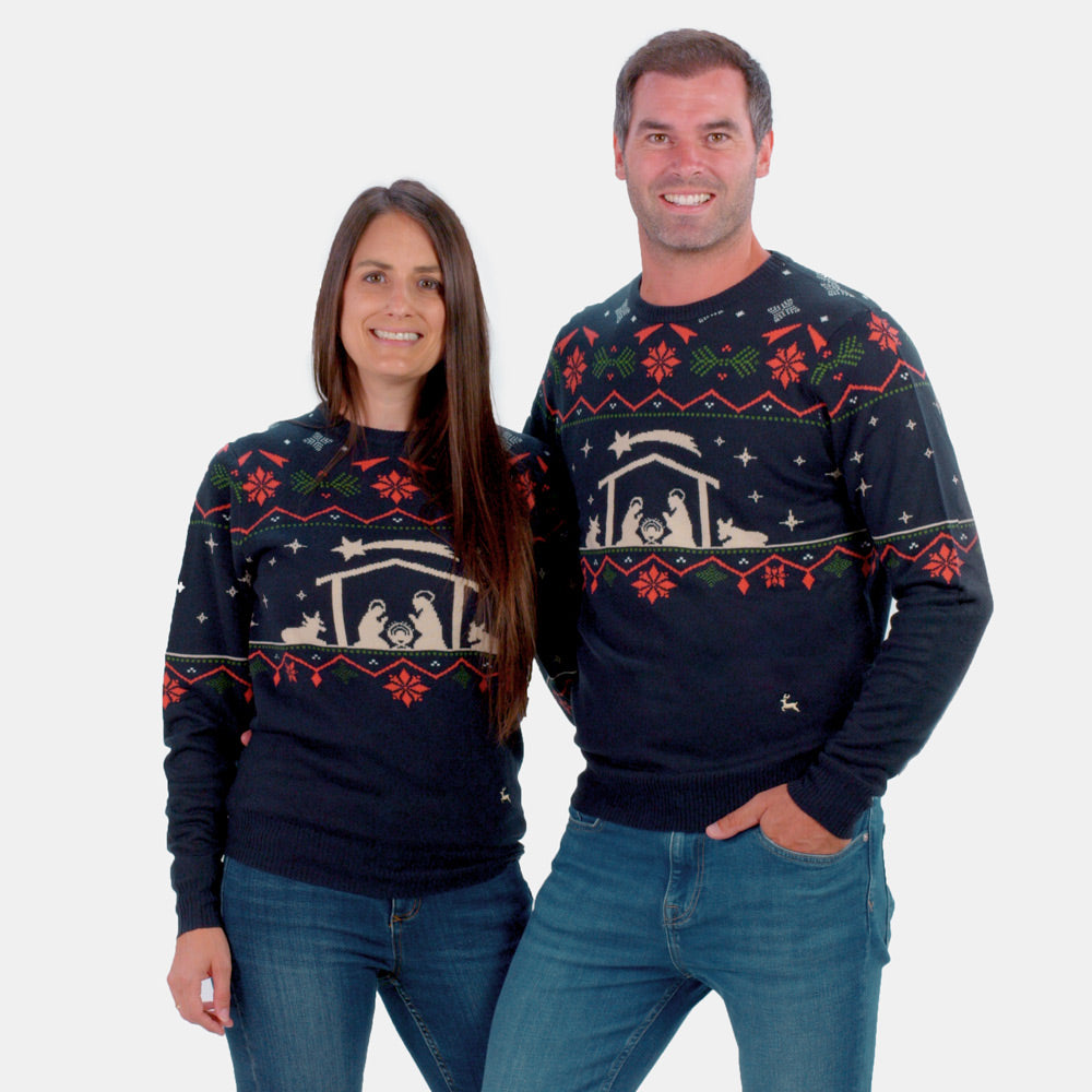Mens Christmas Jumper Nativity Couple
