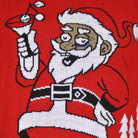 detail Men's Christmas Jumper with Santa drinking a Martini