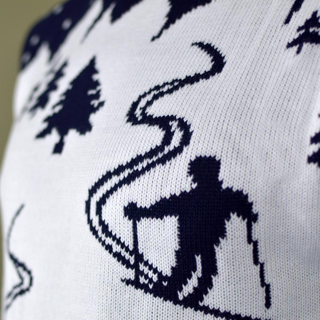 detail Men's Christmas Jumper with Skiers