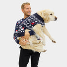 Mens Dog Christmas Jumper with Trees, Snowmen and Santa