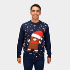 Mens Gingerbread Blue Christmas Jumper