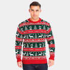 Red and Green Strips Couple's Christmas Jumper mens