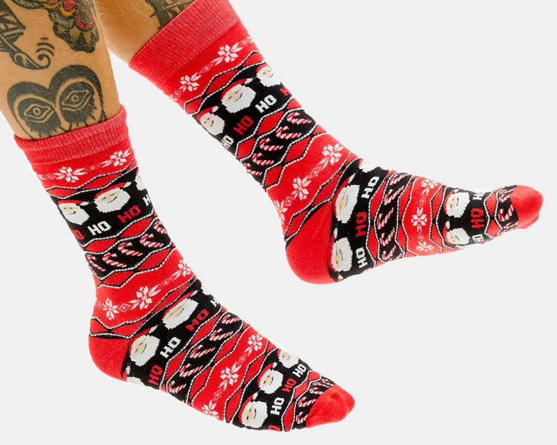 Red and Black Men's Christmas Socks