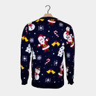 Navy Blue Couple's Christmas Jumper Santa Snowmens