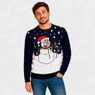 Navy Blue Christmas Jumper with Snowman men

