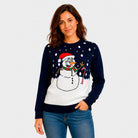 Navy Blue Christmas Jumper with Snowman Women
