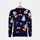 Navy Blue Couple's Christmas Jumper with Santa and Snowmens